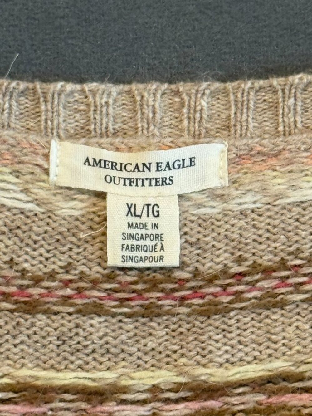 American Eagle Women’s XL Fair Isle Angora Wool Cashmere Sweater Y2K - Picture 3 of 8